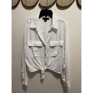 Sanctuary White Collar Shirt Top Size L